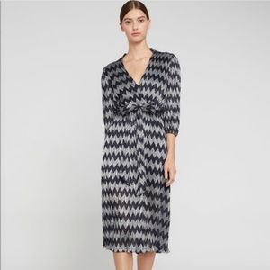 Alice & Olivia Chevron Dress Shimmery Sapphire Silver Size 12